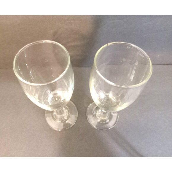 Small Stem Wine Glasses Clear Set Of 2 7 H x 3 W x 3.5 Stem Base - Picture 4 of 8